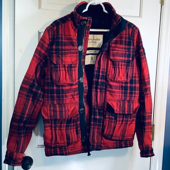 Vintage Abercrombie & Fitch Pine Point Wool Blend Plaid Jacket Coat Men's S
